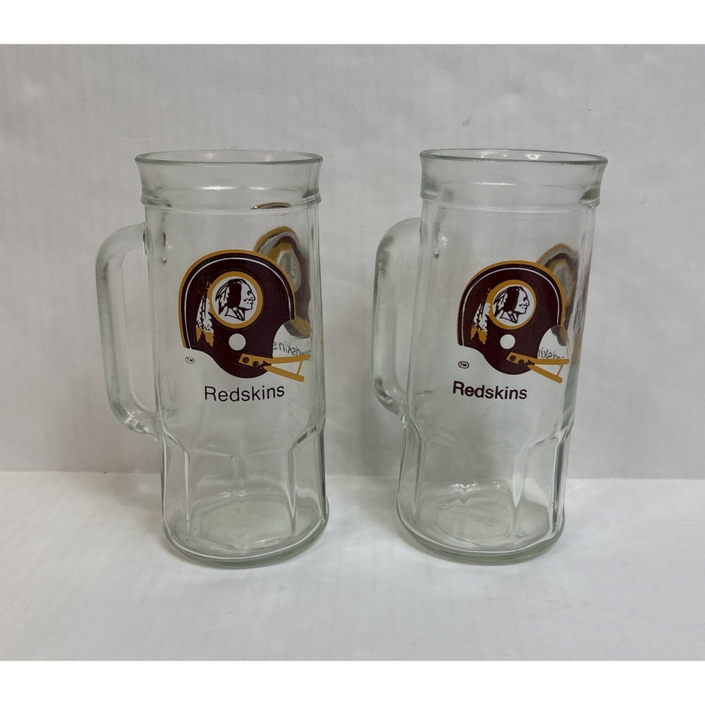 Vintage NFL Washington Redskins Football Helmet Beer Mugs 2 Mugs 7"